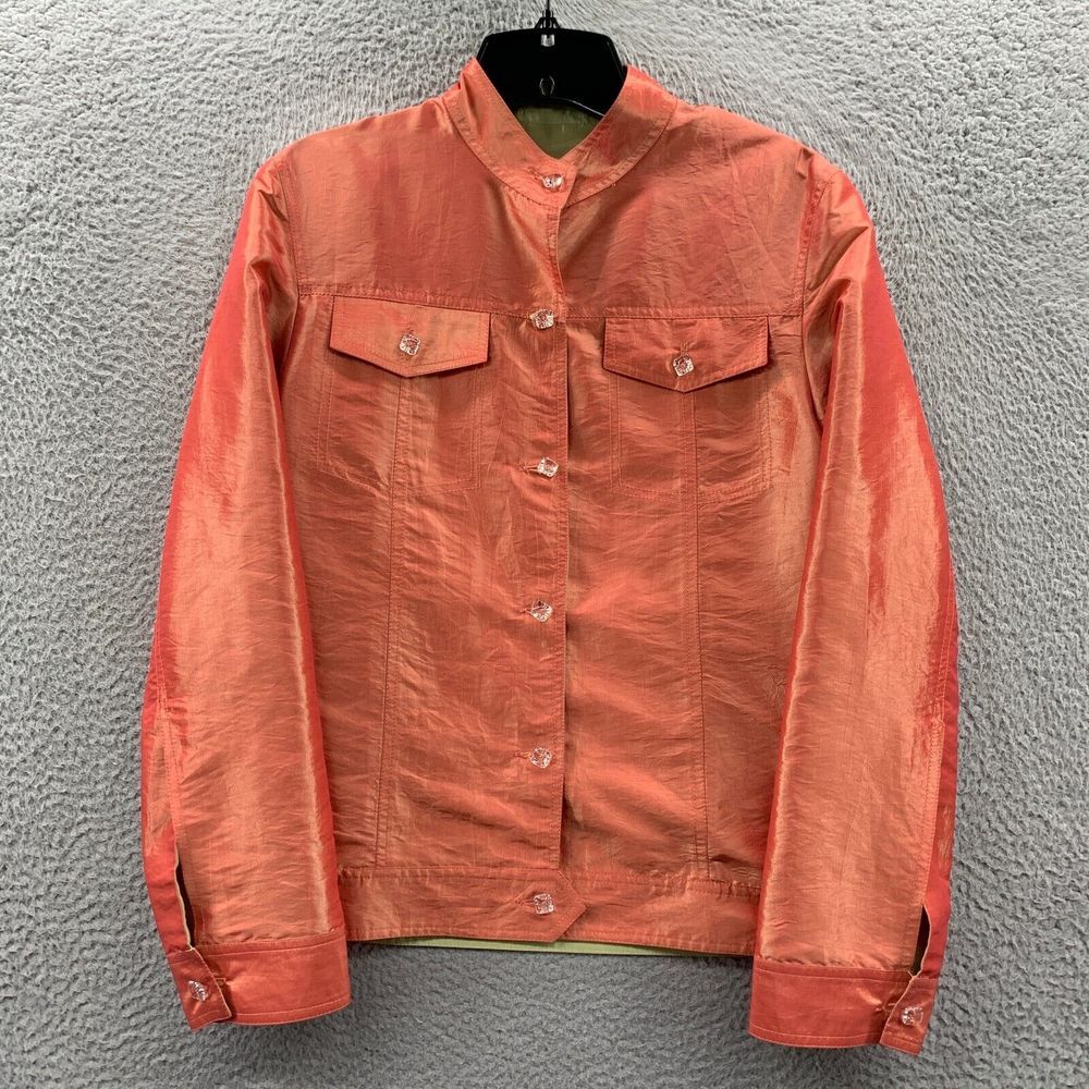GRACE CHUANG Jacket Womens Medium Silk Blend Orange Lightweight
